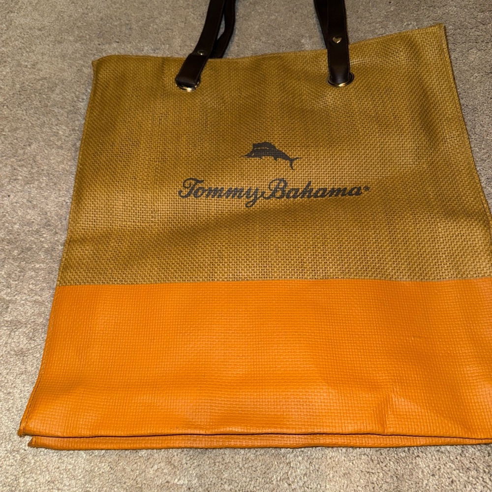 Tommy Bahama Orange and Brown Tote Bag
